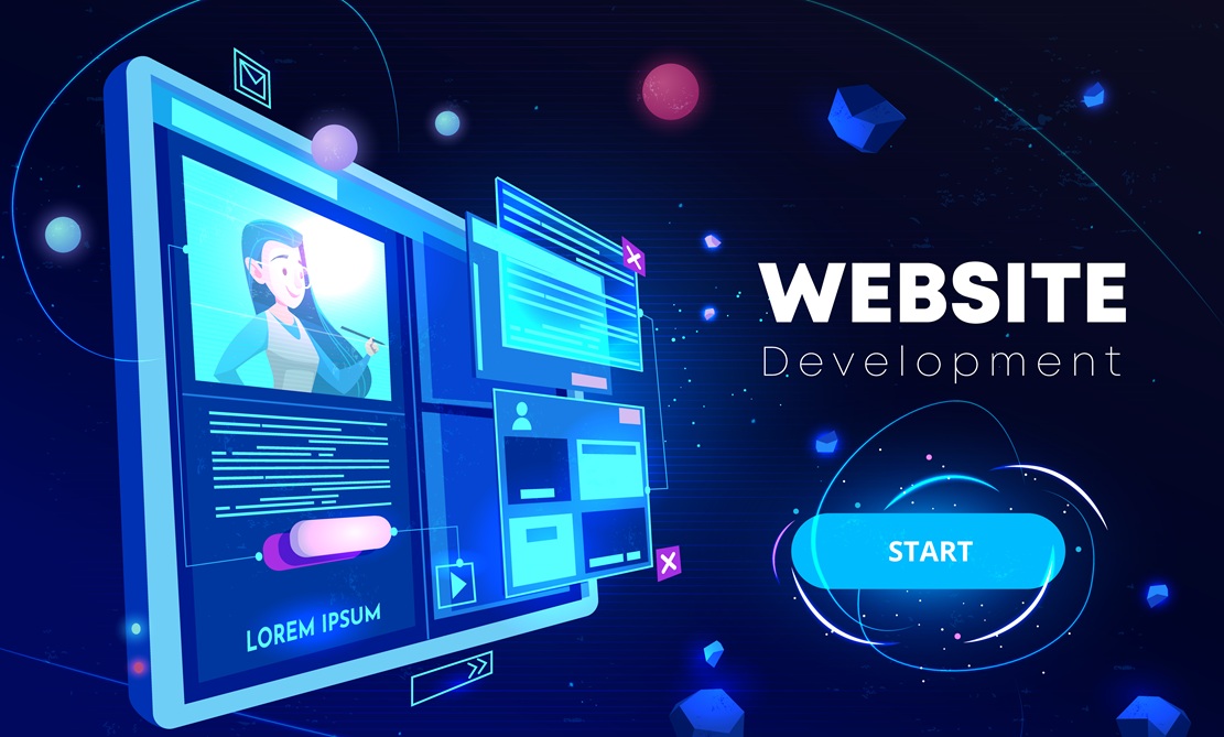 Web development banner, programming technology